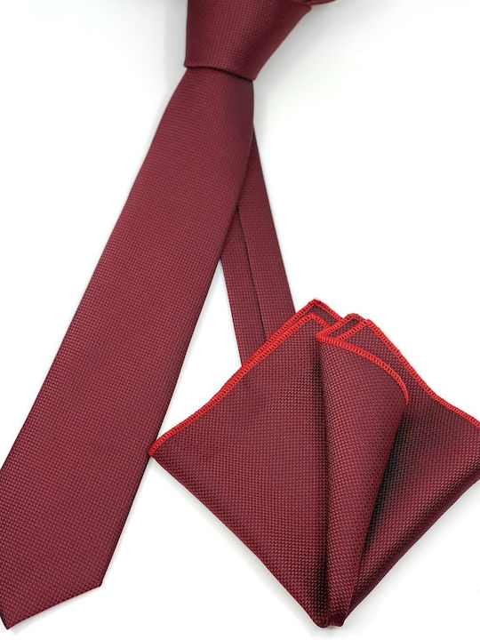 Legend Accessories ΤΥΠΟΥ OXFORD Σετ Ανδρικής Γραβάτας Συνθετική Μονόχρωμη σε Μπορντό Χρώμα