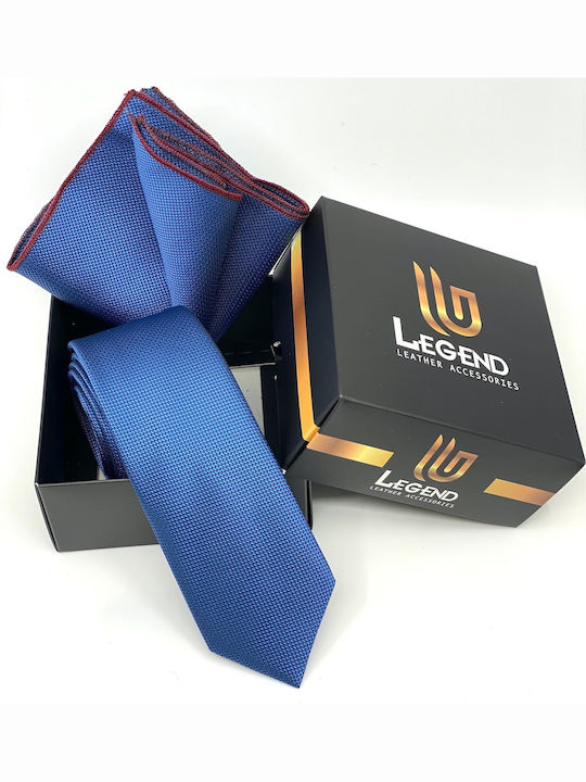 Legend Accessories Men's Tie Set Synthetic Monochrome in Blue Color