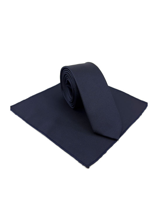 Legend Accessories Σετ Ανδρικής Γραβάτας Συνθετική Μονόχρωμη σε Navy Μπλε Χρώμα -NAVY