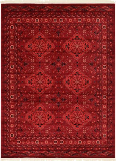 Saray Home Bokhara Wohnzimmer Teppich Rechteckig mit Fransen Bordeaux 275x365cm
