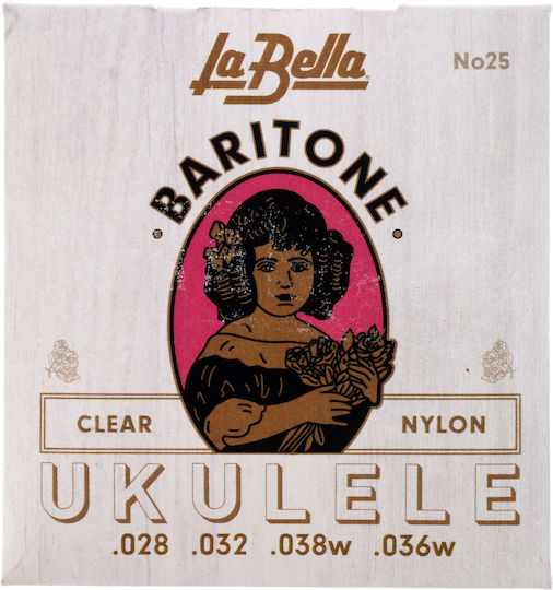 La Bella Set of Nylon Strings for Ukulele 25 Baritone Ukulele .028, .032, .038w, .036w"