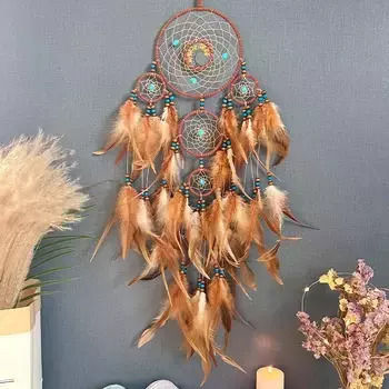 SP Souliotis Decorative Dreamcatcher Handmade Brown Made of Fabric 80x80cm