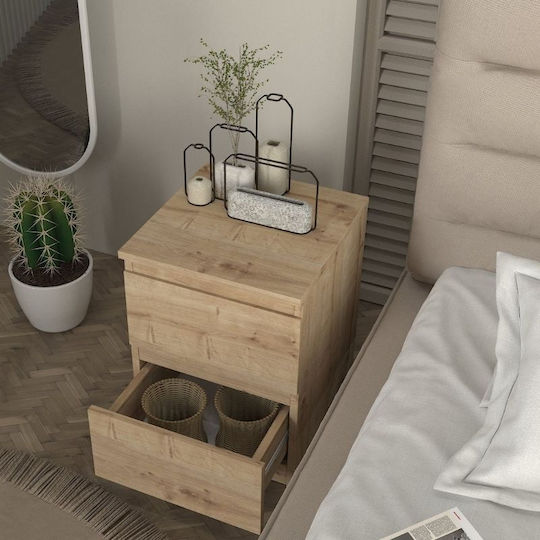 Κομοδίνο Breve Ξύλινο Μπεζ 39.8x41.8x55cm