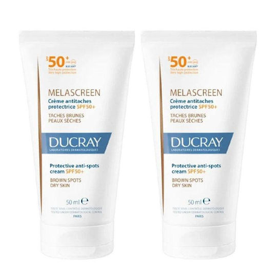 Ducray Melascreen UV Rich Anti-Brown Spots Dry Skin Waterproof Sunscreen Face Cream SPF50+ 2x50ml