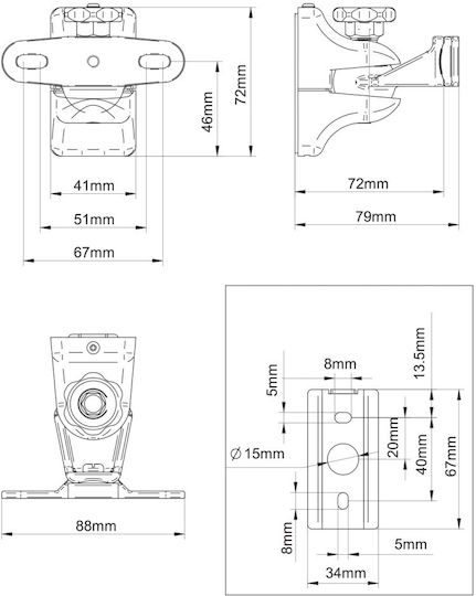 B Tech Bt332/w Speaker Wall Mount 1mbtg005 Chrome Black