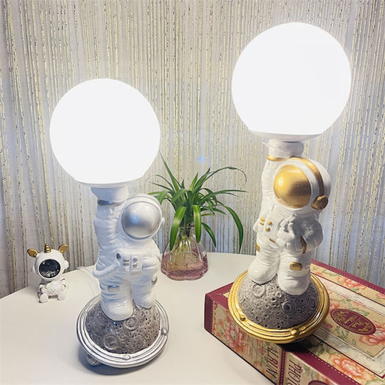 Keskor LED Kinder Dekorative Lampe Astronaut Weiß 11x11x34εκ. Astronaut Weißgold