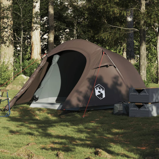 vidaXL Camping Tent Tunnel Brown for 3 People 280x194x115cm