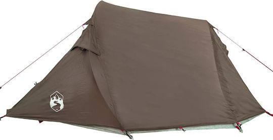 vidaXL Summer Camping Tent Tunnel Brown for 2 People 272x233x90cm