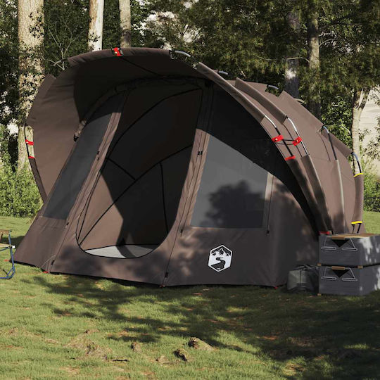 vidaXL Fishing Tent Camping Tent Igloo Brown 3 Seasons for 5 People 320x292x178cm