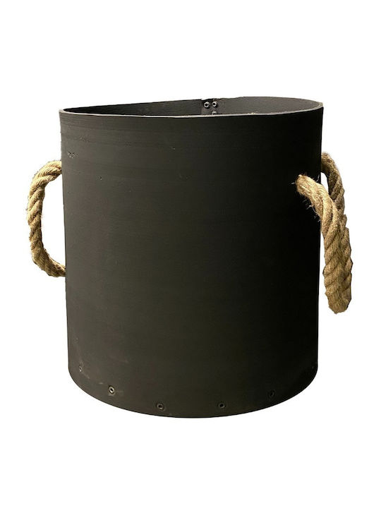 Pyrostia Rubber Basket Wood Storage Black Pyrostia Rubber Basket Wood Storage Black