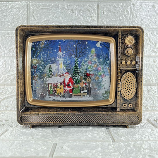 Christmas Illuminated Decorative Television with Santa Claus 20x8.5x24.5cm
