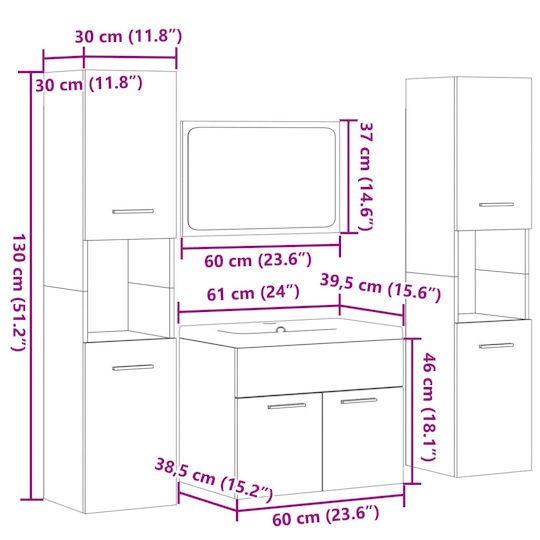 vidaXL Πάγκος με Νιπτήρα, Καθρέπτη & Στήλη Μ61xΒ18.5xΥ39.5cm Γκρι