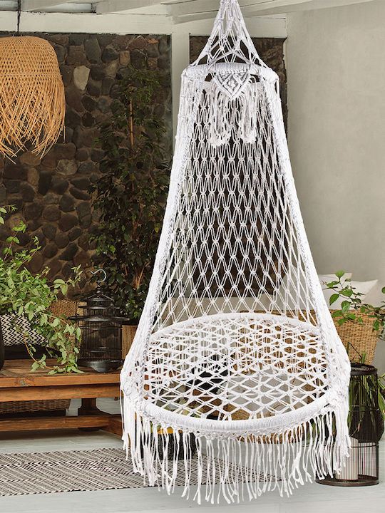 Leagăn Suspendat Fotoliu Material Textil Bej Rezistență Până La 120kg 80x80x140cm