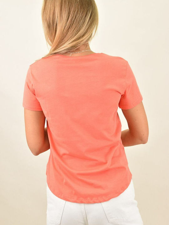Damen Bluse Baumwolle Coral