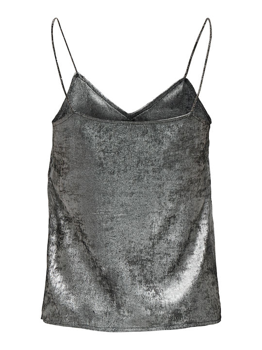 Damen Bluse mit Trägern & V-Ausschnitt Silver