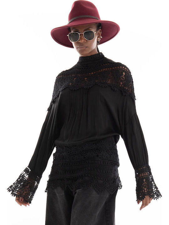 Women's Blouse Cotton Black