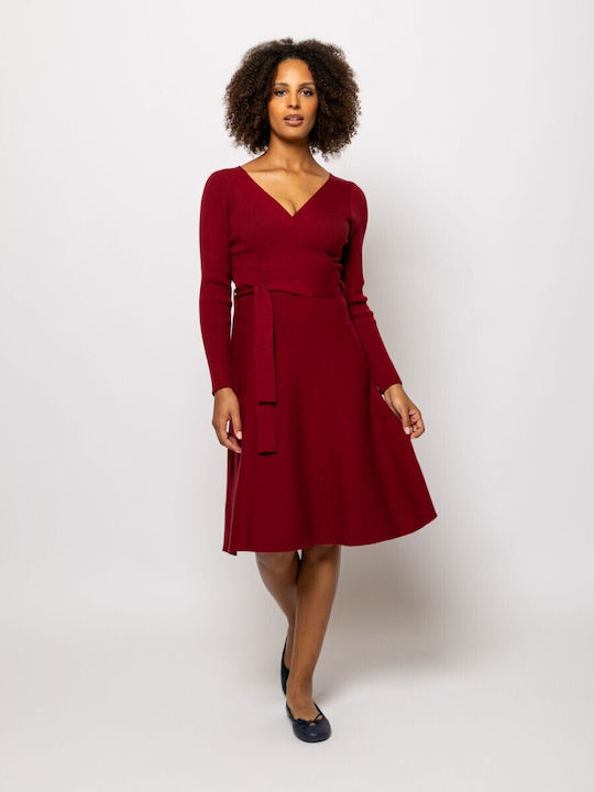 Heavy Tools Midi Dress Knitted Wrap Bordeaux