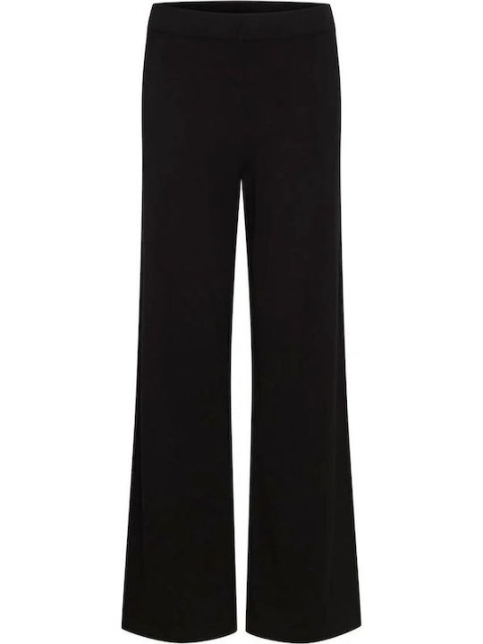 Women's High-waisted Fabric Trousers Regular Fit Black
