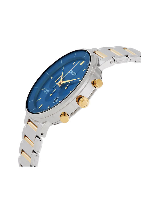 Citizen Ceas Bărbați 42mm Cronograf Baterie cu Brățară Metalică Argintie