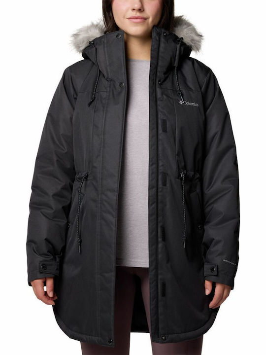 Mountain Ii Mid Insulated Women's Long Parka Jacket Waterproof for Winter with Hood Black