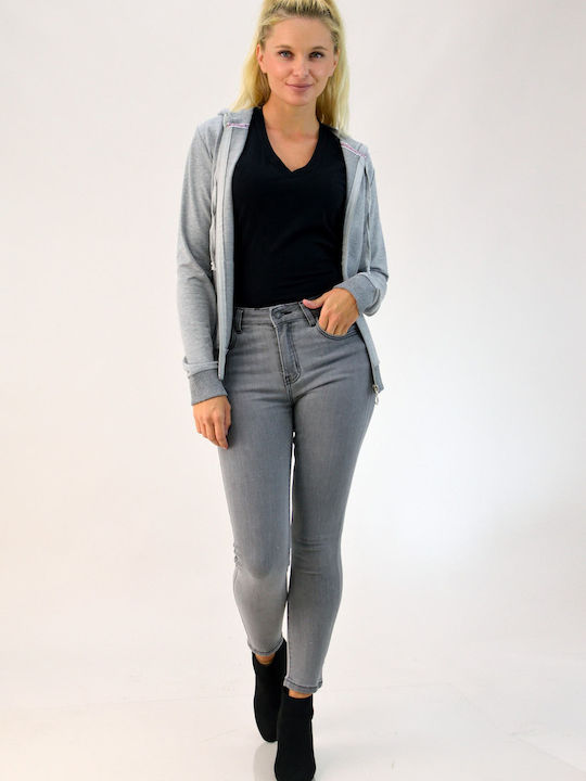 Women's Sweatshirt Jacket Hooded Gray