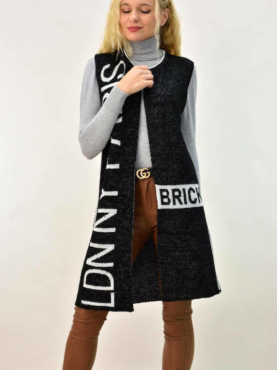 Cardigan Tricotat Fără Mâneci Logo Negru 4767