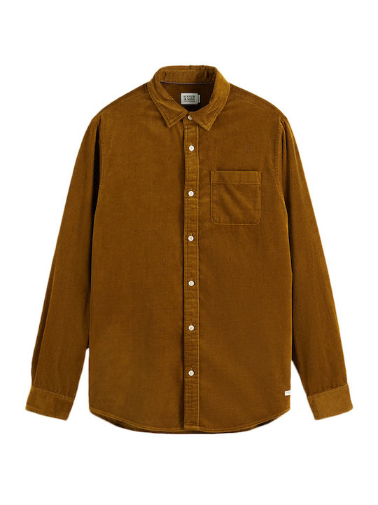 Scotch & Soda Solid Corduroy Κοτλέ Πουκάμισο Camel