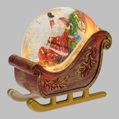 Illuminated Santa Claus in Sleigh Red 18x17.5x10cm