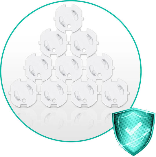Ricokids Socket Protective Cover Simple Placement made of Plastic in White Color 3.8x3.8x3.8εκ. 10pcs