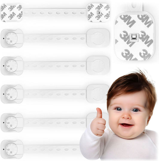 Ricokids Siguranță pentru dulap și sertar din Plastic în Culoare Alb 3.7x3.7x3.7εκ. 6buc