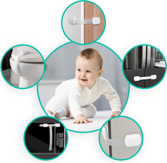 Ricokids Siguranță pentru dulap și sertar din Plastic în Culoare Alb 3.4x3.4x3.4εκ. 6buc