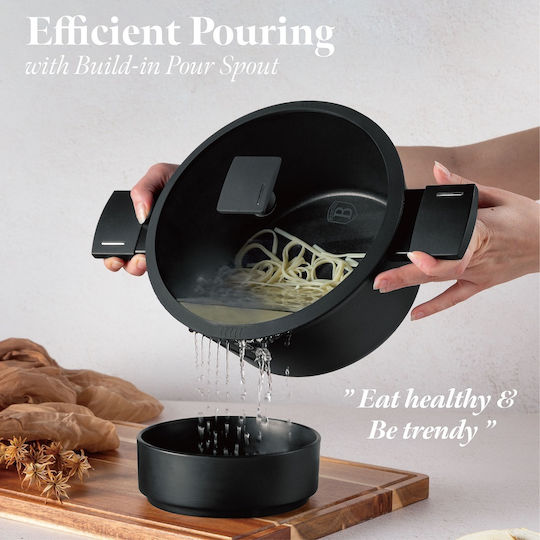 Berlinger Haus Matte Black Collection Deep Aluminum Pot 6.1lt / 28cm
