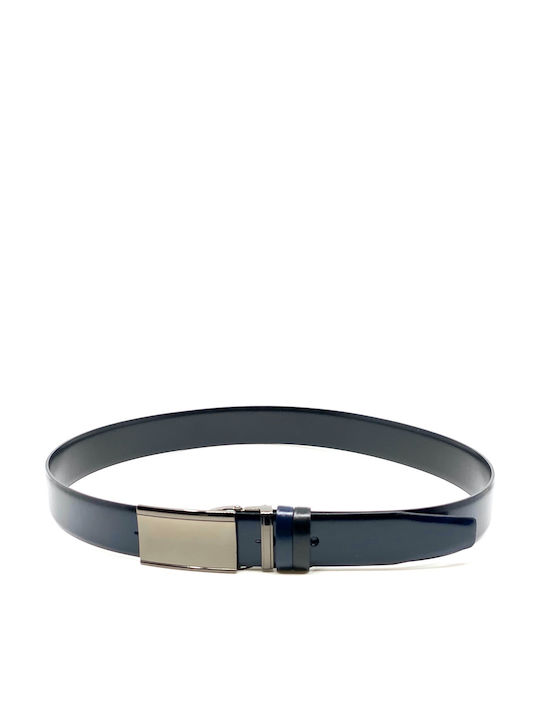 Men's Belt Leather Double Sided Black 2021-A ΜΑΥΡΟ ΜΠΛΕ