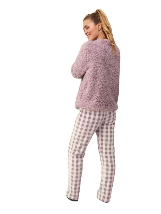 Promise Winter Damen Pyjama-Set Vlies Flieder Promise Winter Damen Pyjama-Set Vlies Flieder