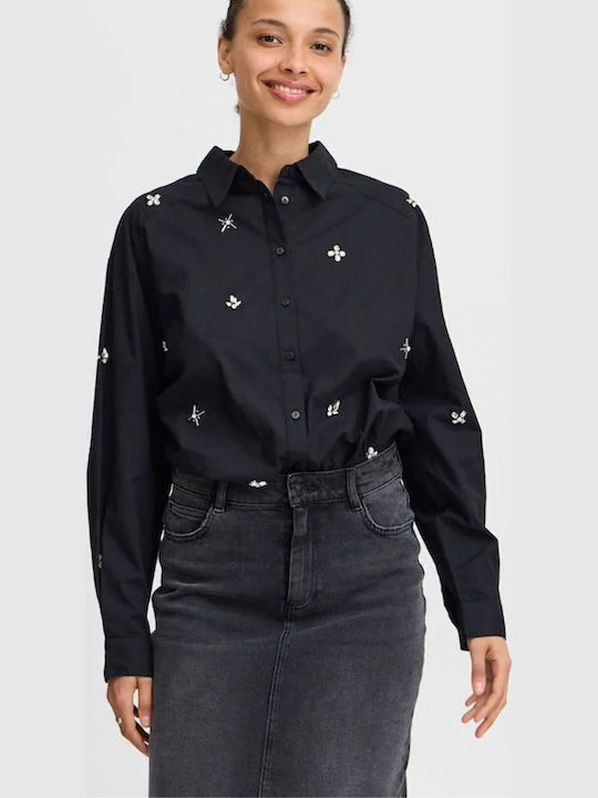 Langärmelig Damen Hemd Black