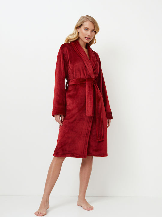 Aruelle Winter Women's Fleece Robe Red