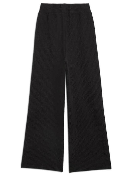Studio Textured Hohe Taille Jogginghose Black