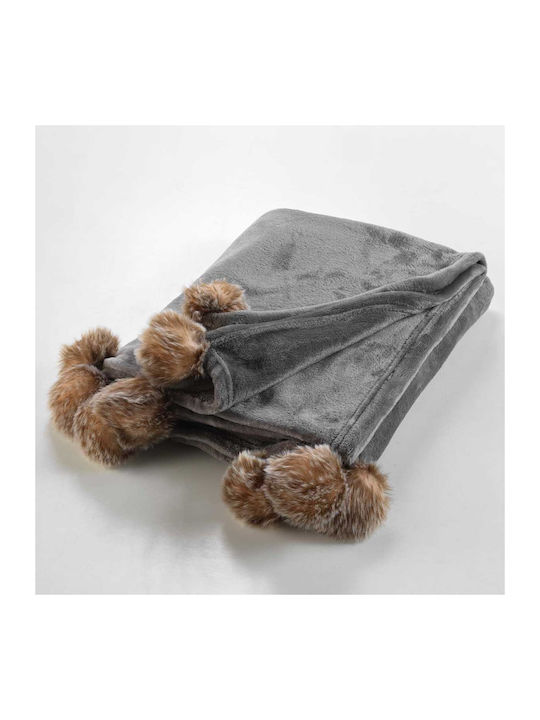 Douceur d'Intérieur L-c Snowy Fleece Blanket Sofa 125x150cm Snowy Gray