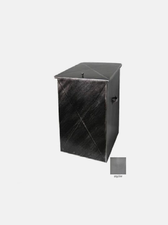 GTMED Metallic Box Wood Storage 37x54x44cm Silver
