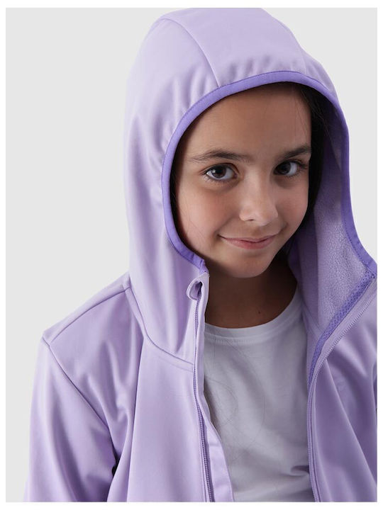 Waterproof Kids' Sports Jacket with Lining & Hood Purple