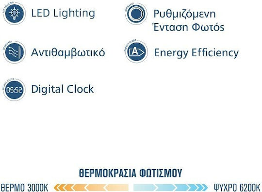Kolossos Овални Банско Огледало LED 80x68.3см