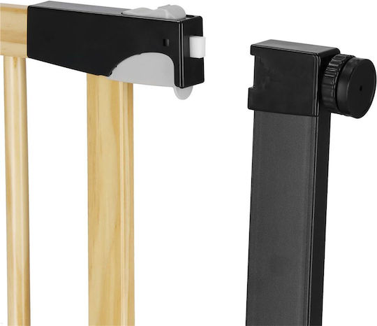 Safety Gate Stairs Adjustable Wooden Steel Frame 75-82cm Black Brown