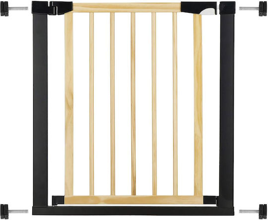 Safety Gate Stairs Adjustable Wooden Steel Frame 75-82cm Black Brown