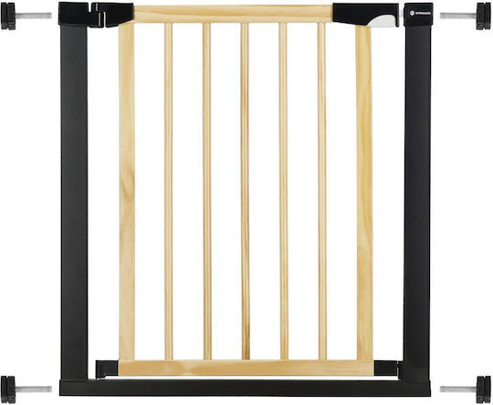 Safety Gate Stairs Adjustable Wooden Steel Frame 82-89cm Black Brown