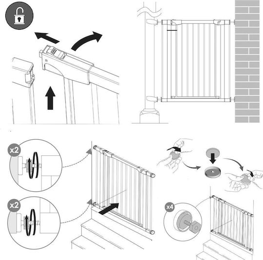 Safety Gate Stairs Adjustable Wooden Steel Frame 75-82cm Black Brown