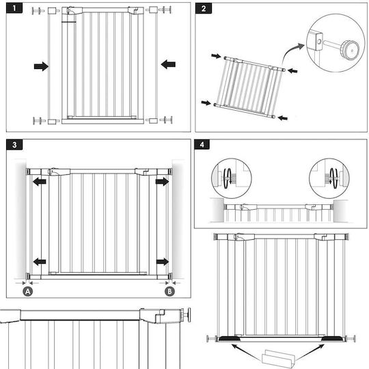 Safety Gate Stairs Adjustable Wooden Steel Frame 75-82cm Black Brown