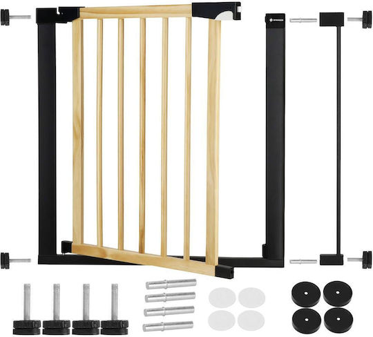 Safety Gate Stairs Adjustable Wooden Steel Frame 82-89cm Black Brown