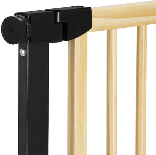 Safety Gate Stairs Adjustable Wooden Steel Frame 82-89cm Black Brown