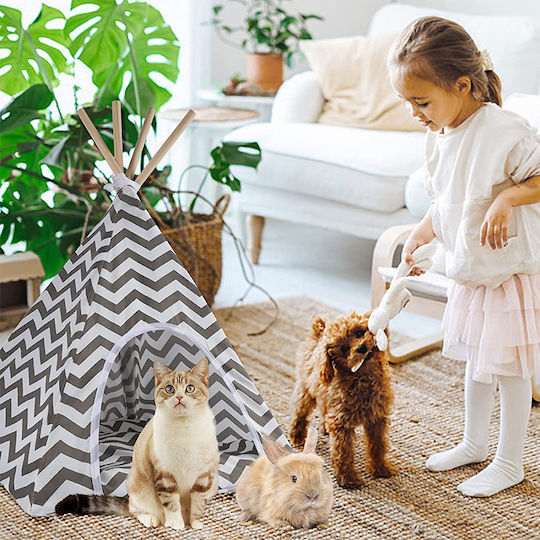 Indoor Tent Dogs Cats Rabbits Gray White 50x40x60cm