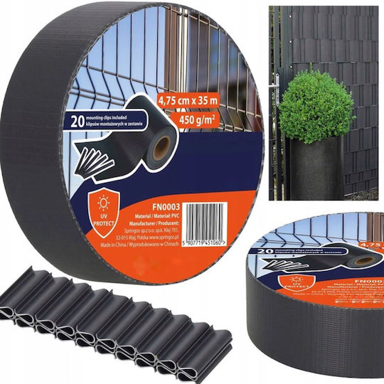 Bandă de Împrejmuire pentru Gard de Grădină din PVC 5cm Gri